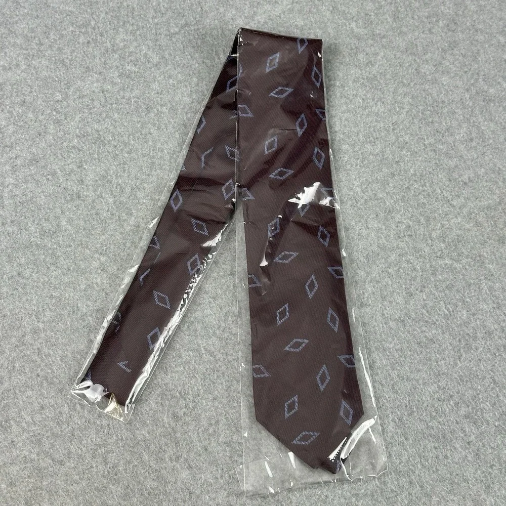 Eton Italy Silk Wool Tie Burgundy Blue Diamond Geometric Luxury NWT 57x3.1